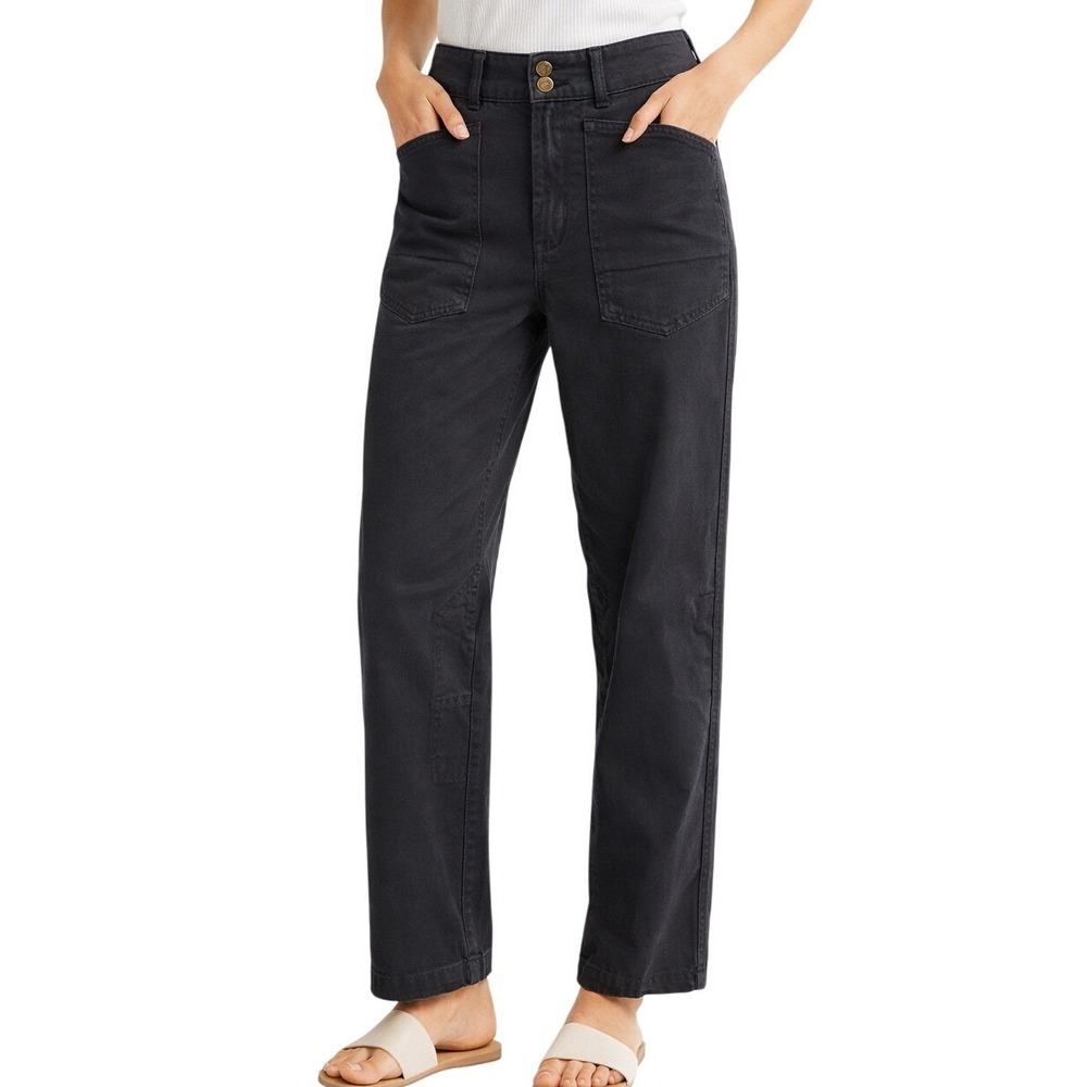 Anthropologie Pilcro The Wanderer High Rise Straight Leg Utility Pants Black 27
